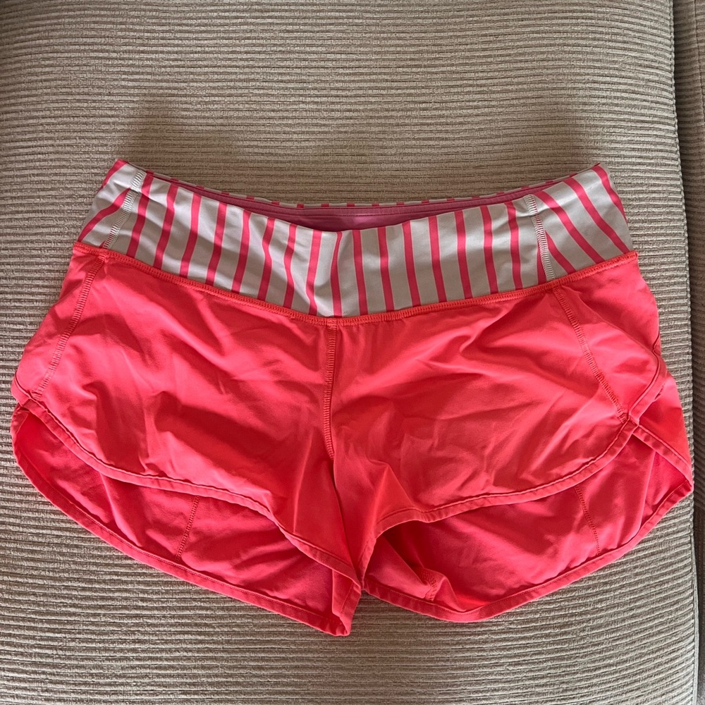 lululemon athletica Hot Pink w/ Stripes speed up low rise shorts